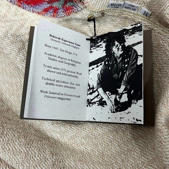 Deborah Hughes Handwoven Artisan Knit Sweater Cotton Open Cardigan New Size M - Picture 12 of 15